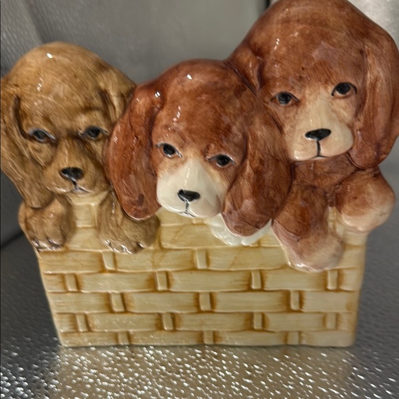 napco Other - Vintage Napco Ceramic Planter With 3 Cocker Spaniel Puppies in a Basket
